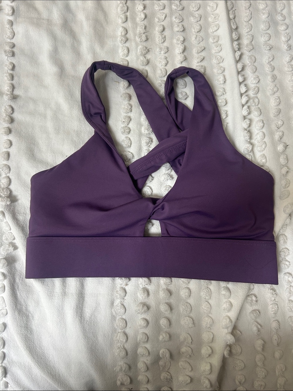 Fabletics oasis Deep Purple Twist-Front Crossback Sports Bra